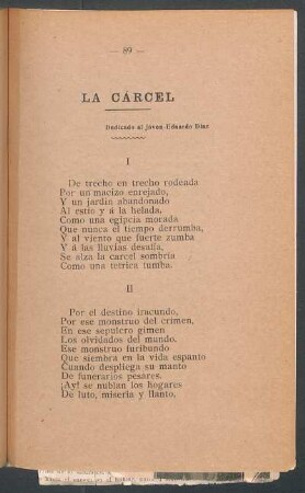 La cárcel : Dedicado al jóven Eduardo Diaz