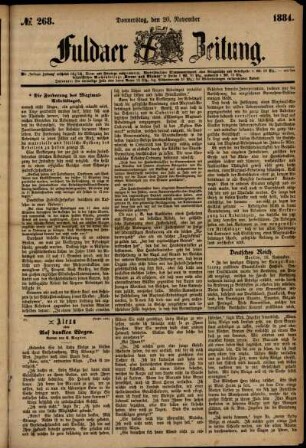 Ausgabe vom Donnerstag, den 20. November 1884.
