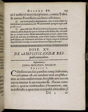 Disp. XV. De Amplificandæ Reipubl. rationibus.
