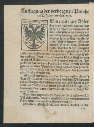 Auszlegung der verborgnen Prophecei D. Johannis Carionis.