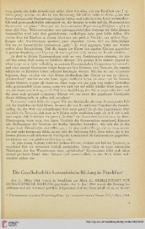 Die Gesellschaft für humanistische Bildung in Frankfurt