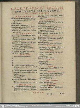 Calendarium Syrorum Cum Graecis Habet Communia Isthaec Propria