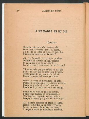 A mi madre en su día : (Inédita)