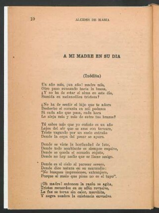 A mi madre en su día : (Inédita)
