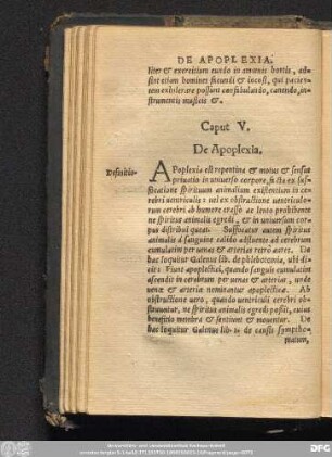 Caput V. De Apoplexia.