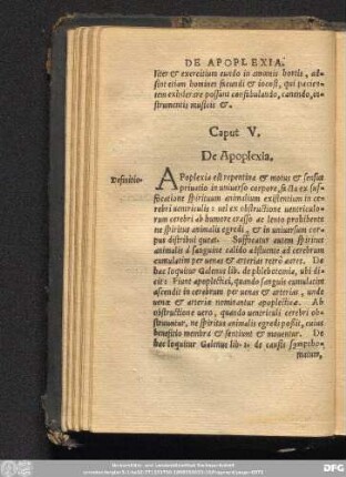 Caput V. De Apoplexia.