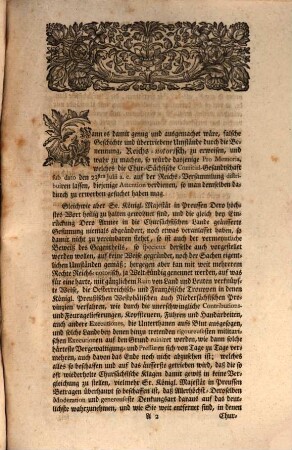 Pro Memoria Der Königl. Preuß. Churbrandenburgischen Comitial-Gesandtschafft, zur Beantwortung derer vermeyntlichen Beschwerden, so von der Chursächsischen Comitial-Gesandtschafft unterm 23ten Julii a. c. an den Reichs-Tag gebracht worden