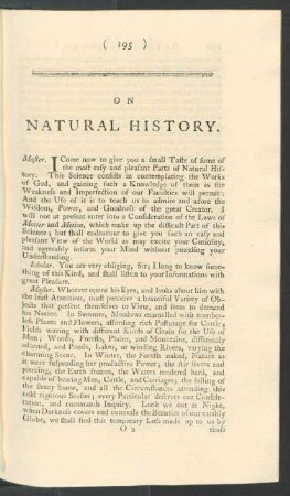 On natural history.