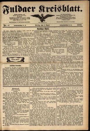 Erste Ausgabe vom Freitag, den 03. April 1903.