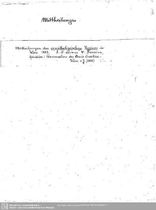 Mittheilungen Verein ornithologischen