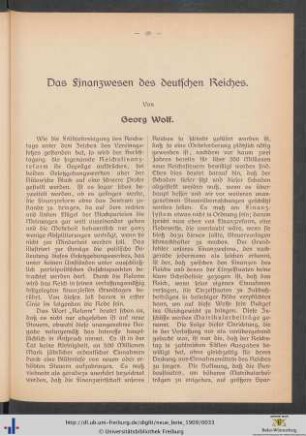 Das Finanzwesen des deutschen Reiches.