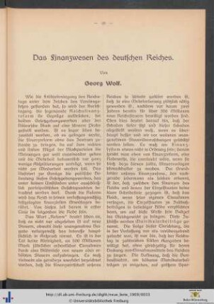 Das Finanzwesen des deutschen Reiches.