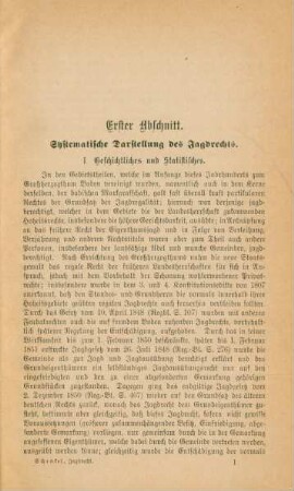 Erster Abschnitt. Systematische Darstellung des Jagdrechts