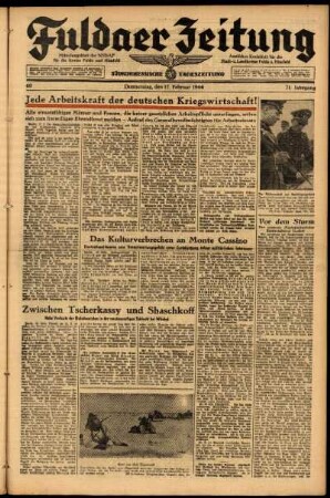 Ausgabe vom Donnerstag, den 17. Februar 1944.