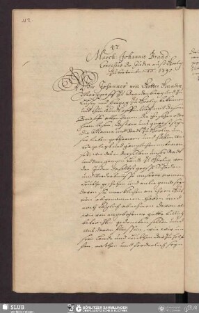 47. March. Johannis Brand. Concessio Die Juden auß Görliz zu vertreiben ao. 1395.