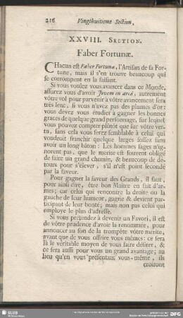XXVIII. Section. Faber Fortunae