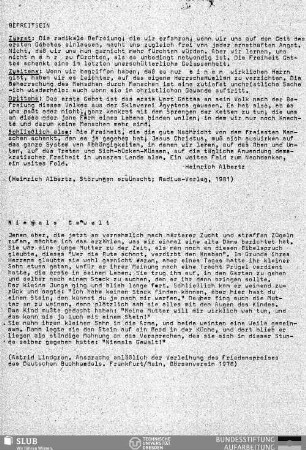 Niemals Gewalt : Ansprache anläßlich der Verleihung des Friedenspreises des Deutschen Buchhandels ... 1978