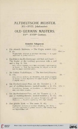 Altdeutsche Meister. XV.-XVIII. Jahrhundert. Old German Masters. XVth-XVIIIth Century (Nr.1-319)