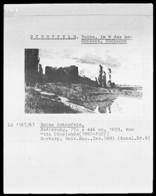 Schopfeln: Radierung: Ruine Schopfeln