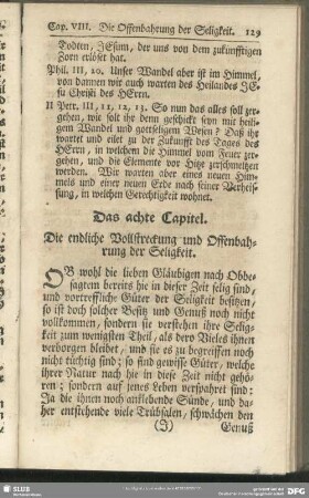 Das achte Capitel. Die endliche Vollstreckung und Offenbahrung der Seligkeit