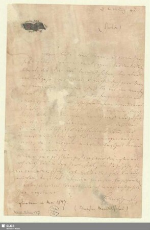 117: Brief von Fanny Hensel an Clara Schumann - Mus.Schu.117