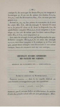 Certificats d'études supérieures des facultés des sciences.