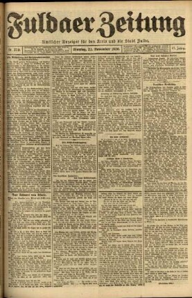 Ausgabe vom Montag, den 22. November 1920.