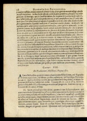Caput VIII. De Praedatione, Obsidione, Pugna, [et]c.
