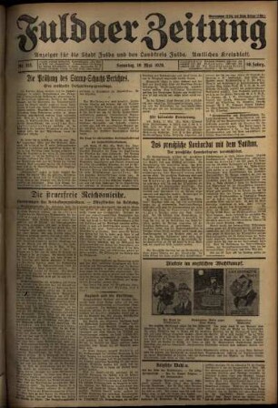 Erste Ausgabe vom Samstag, den 18. Mai 1929.