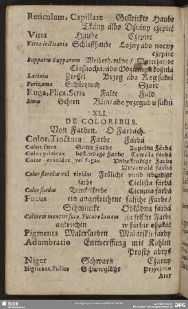 XLI. De Coloribus