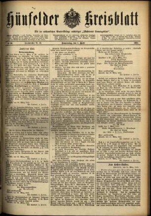 Ausgabe vom Donnerstag, den 01. April 1915.