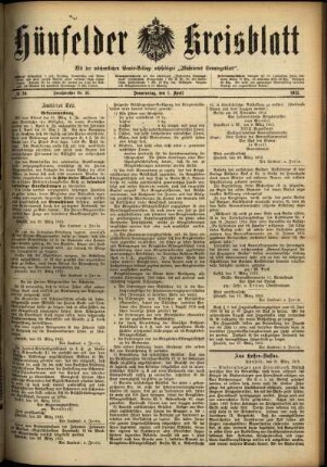 Ausgabe vom Donnerstag, den 01. April 1915.