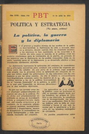 La política, la guerra y la diplomacia : Política y estrategia - (No ataco, crítico)