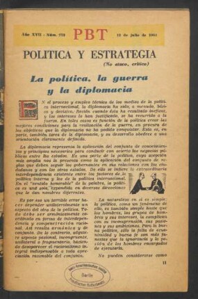 La política, la guerra y la diplomacia : Política y estrategia - (No ataco, crítico)