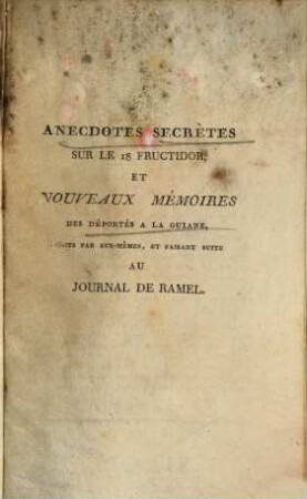 Anecdotes secretes sur le 18 Fructidor