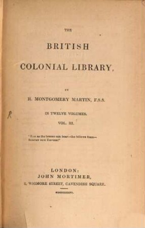 The British Colonial Library : In 12 volumes, 3. History of Southern Africa. - 1836
