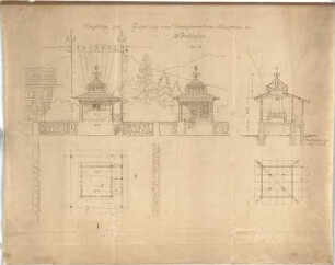 Thiersch, August ; Sonthofen (Bayern); Transformatorenstationen - Grundrisse, Ansicht, Schnitt