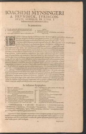 Ioachimi Mynsingeri A Frundeck, Iurisconsulti, Scholia In Libr. I. Institutionum Fl. Iustiniani Caesaris.