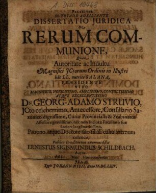 Dissertatio Iuridica De Rerum Communione