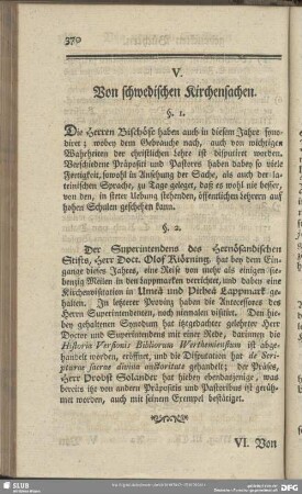 V. Von schwedischen Kirchensachen