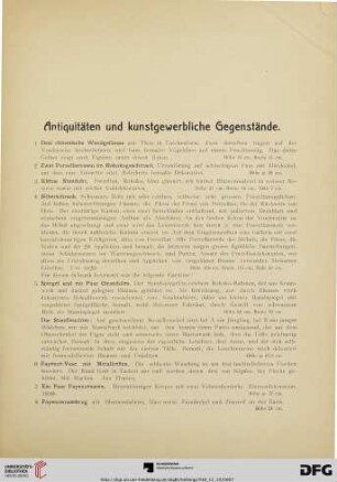 Antiquitäten und kunstgewerbliche Gegenstände (Nr. 1-338)