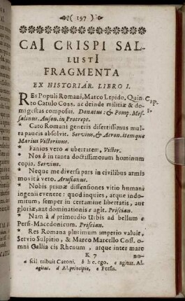 Gaii Crispi Sallustii Fragmenta Ex Historiar. Libro I.
