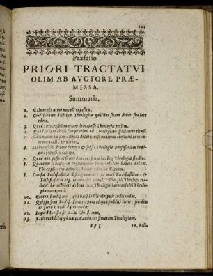 Præfatio Priori Tractatui Olim Ab Auctore Præmissa.