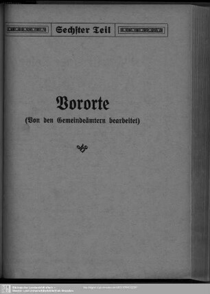 Sechster Teil. Vororte