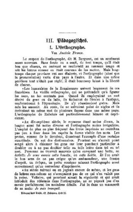 L'Orthographe : Pädagogisches