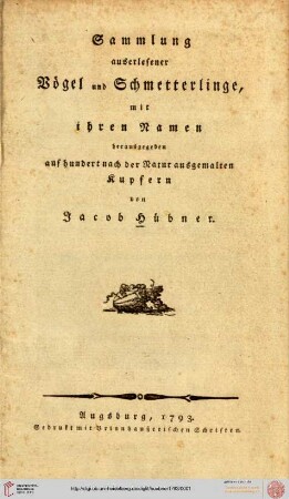 Sammlung auserlesener Vögel und Schmetterlinge
