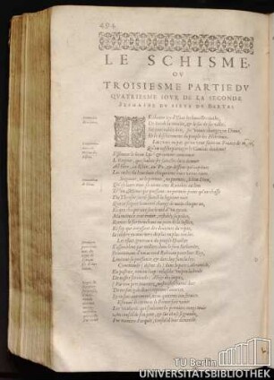 Le Schisme, Ou Troisiesme Partie Du Quatriesme Iour De La Seconde Sepmaine Du Bartas.