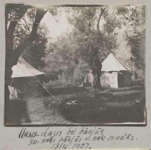 Unser Lager bei banjas [Banyas (Ort)] zw. Nahr banjas u. nahr is- sa'ar. 13/4 1907.