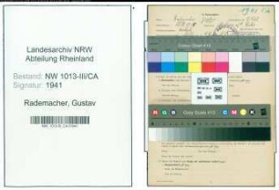 Entnazifizierung Gustav Rademacher , geb. 18.10.1918 (Fahrer)
