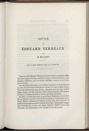 Notice Sur Edouard Verreaux